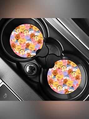 Winnie The Pooh Faces Car Coasters Absorbent Set of (2)